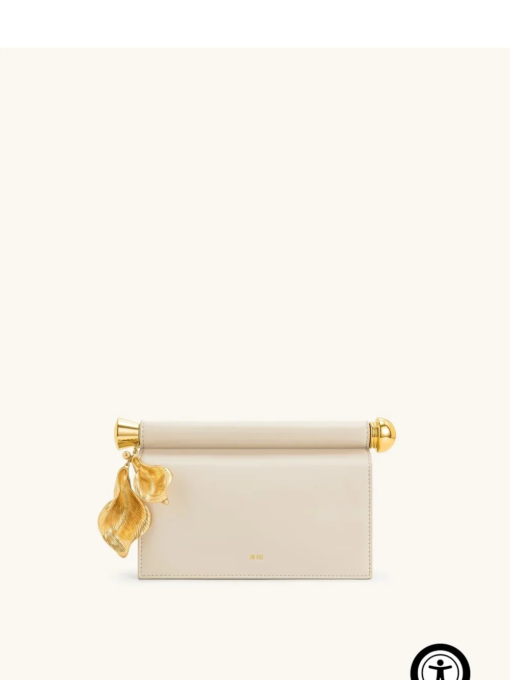 Holly Metal Pendant Embellished Clutch - White / Cream